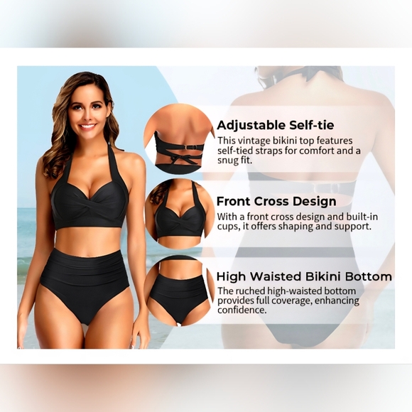 Halter Top High Waisted Bikini #1072 - Picture 11 of 14